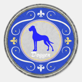 Blue Great Dane Ronde Sticker