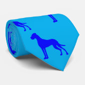 Blue Great Dane Silhouette Stropdas (Opgerold)