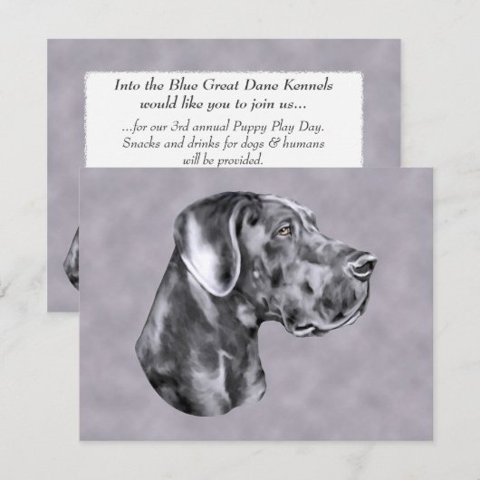 Blue Great Dane Uncropped Event of Party Kaart (Voorkant / Achterkant)