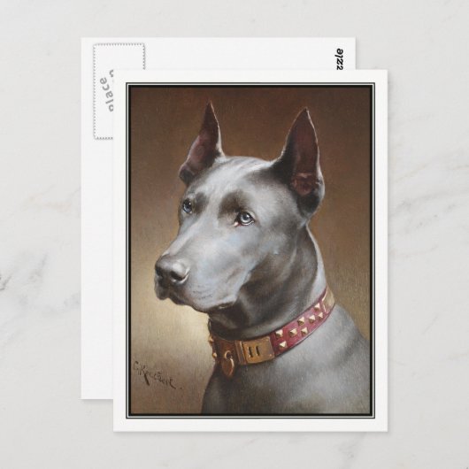 Blue Great Dane van Carl Reichert Briefkaart (Voorkant / Achterkant)