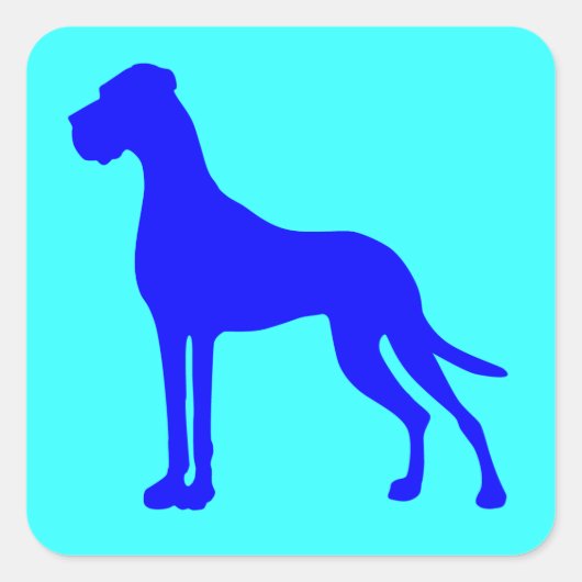 Blue Great Dane Vierkante Sticker (Voorkant)