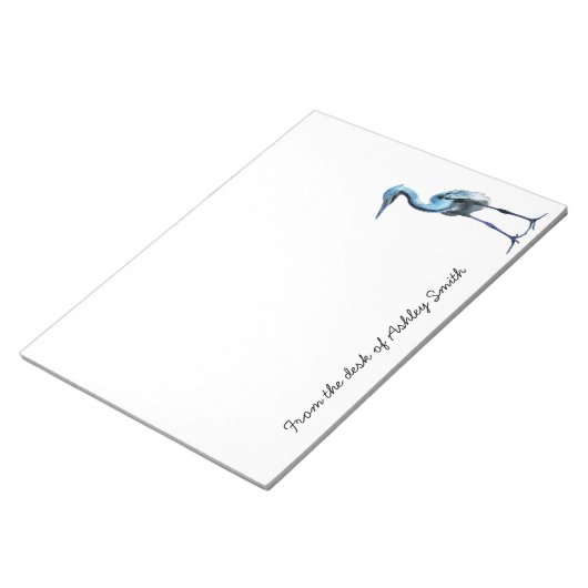 Blue Great Heron/Personalized Notitieblok (Schuin)
