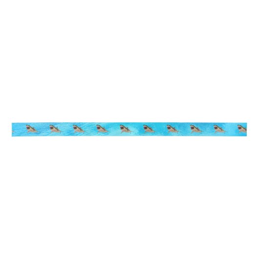 Blue Great White Shark Gift Ribbon Satijnen Lint (Voorkant)