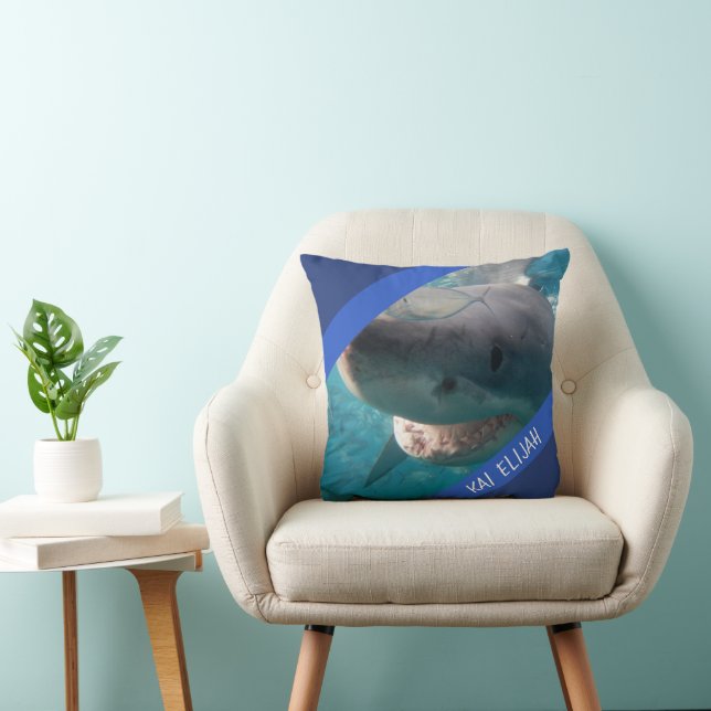 Blue Great White Shark Underwater Australia Throw Kussen (Stoel)