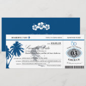 Blue Greece Boarding Pass Save the Date (Voorkant / Achterkant)