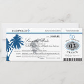Blue Greece Boarding Pass Save the Date (Voorkant)