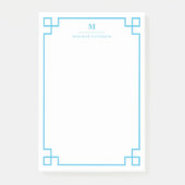 Blue Greek Key Border Monogram op maat gemaakt Post-it® Notes (Voorkant)