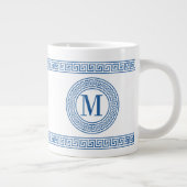 Blue Greek Key Monogram Jumbo Mokken (Rechts)