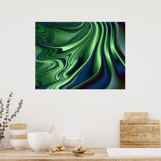 Blue Green 4 Fractal Abstracte Art Poster (Keuken)