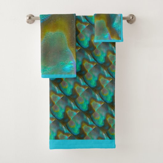 Blue Green Abalone Shell Bad Handdoek (Insitu)