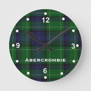 Blue & Green Abercrombie Tartan Plaid Ronde Klok