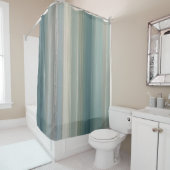 Blue Green Abstract Coastal Stripe Douchegordijn (In situ)