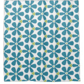 Blue Green Abstract Floral Douchegordijn (Voorkant)