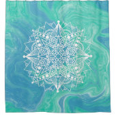 Blue Green Abstract Mandala Zen Shower Curtain Douchegordijn (Voorkant)