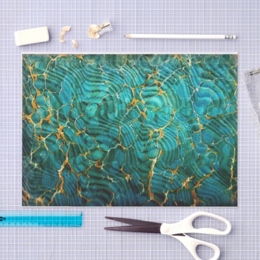 Blue Green Abstract marmer-document Tissuepapier (Craft)