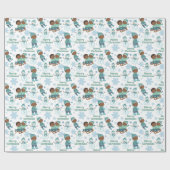 Blue & Green African American Boys Merry Christmas Cadeaupapier (Vlak)