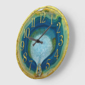 Blue & Green Agate Geode met Crystals Gold Detail Grote Klok (Hoek)