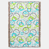 blue green and black rings and circles on white  deken (Voorkant Verticaal)