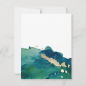 Blue Green and Gold Splatter Wedding Save the Date (Achterkant)