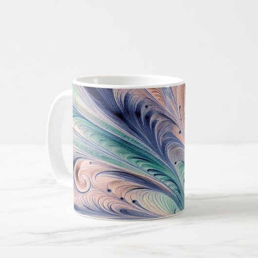  blue, green, and peach marbling koffiemok (Voorkant links)