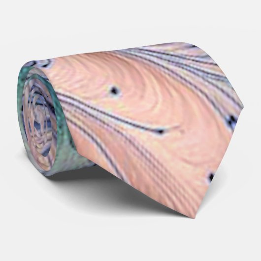 blue, green, and peach marbling stropdas (Opgerold)