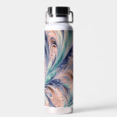 blue, green, and peach marbling waterfles (Achterkant)