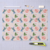 Blue Green and Pink Hibiscus en Hummingbird Tissuepapier (Craft)