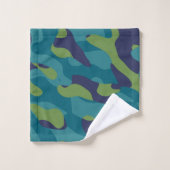 Blue Green and Teal Camo Abstract Bad Handdoek (Wasdoekje)
