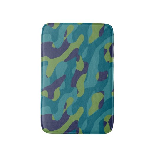 Blue Green and Teal Camo Abstract Badmat (Voorkant Verticaal)