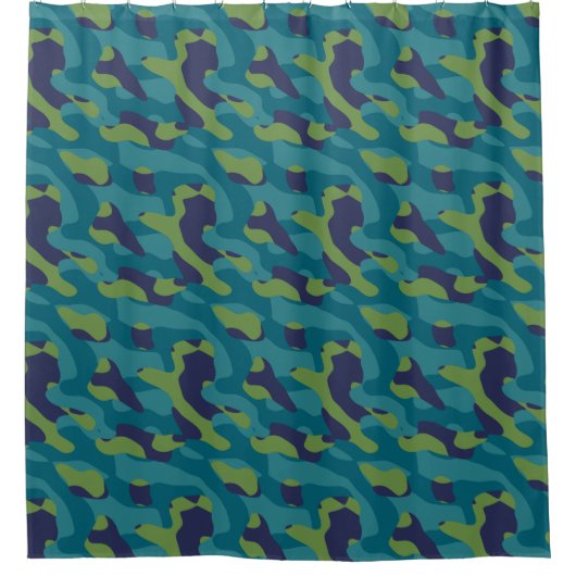 Blue Green and Teal Camo Abstract Douchegordijn (Voorkant)