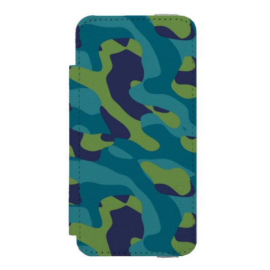 Blue Green and Teal Camo Abstract Incipio iPhone Portemonnee Hoesje (Voorkant Agenda)