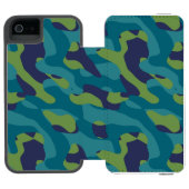 Blue Green and Teal Camo Abstract Incipio iPhone Portemonnee Hoesje (Agenda Open)
