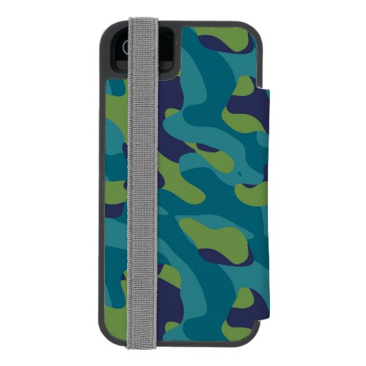 Blue Green and Teal Camo Abstract Incipio iPhone Portemonnee Hoesje (Agenda Achterkant)