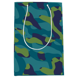 Blue Green and Teal Camo Abstract Medium Cadeauzakje