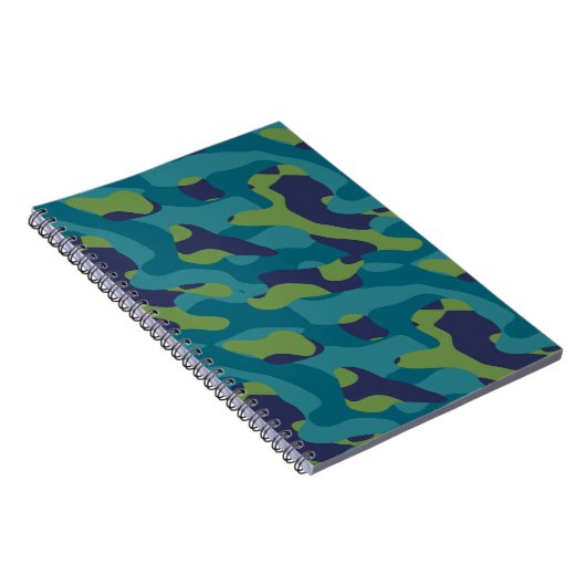 Blue Green and Teal Camo Abstract Notitieboek (Rechterzijde)