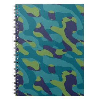 Blue Green and Teal Camo Abstract Notitieboek