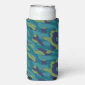 Blue Green and Teal Camo Abstract Seltzer Blikjeskoeler (Seltzer Voorkant)