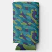 Blue Green and Teal Camo Abstract Seltzer Blikjeskoeler (Achterkant)