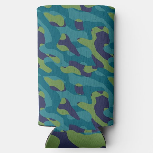 Blue Green and Teal Camo Abstract Seltzer Blikjeskoeler (Achterkant)