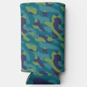 Blue Green and Teal Camo Abstract Seltzer Blikjeskoeler (Voorkant)