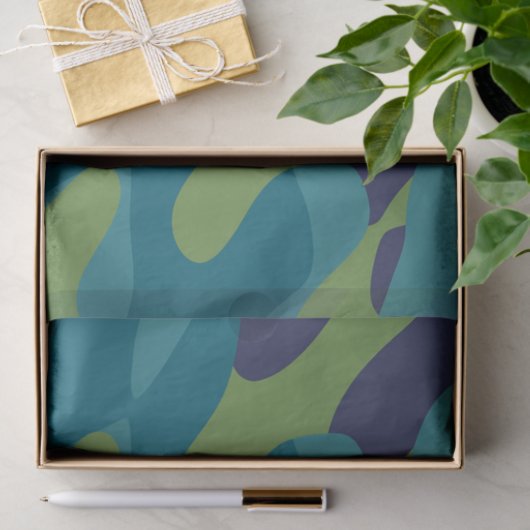 Blue Green and Teal Camo Abstract Tissuepapier (Geschenk)