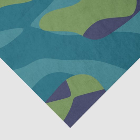 Blue Green and Teal Camo Abstract Tissuepapier (Detail)