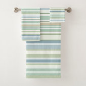 Blue Green and white stripes Bad Handdoek (Insitu)