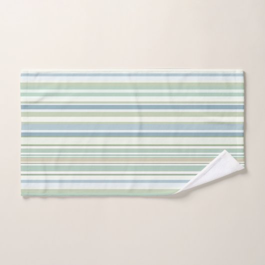 Blue Green and white stripes Bad Handdoek (Handdoek)