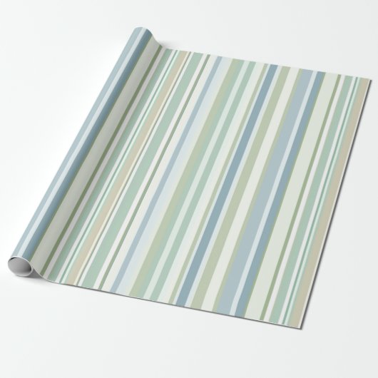 Blue Green and white stripes Cadeaupapier (Uitgerold)