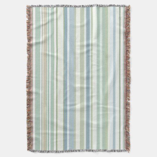 Blue Green and white stripes Deken (Voorkant Verticaal)