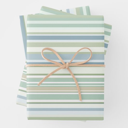 Blue Green and white stripes Inpakpapier Vel (In situ)