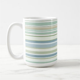 Blue Green and white stripes Koffiemok