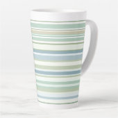 Blue Green and white stripes Latte Mok (Rechterhoek)