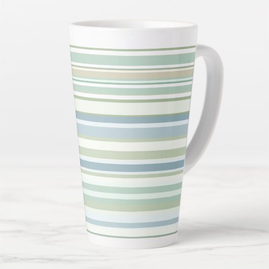 Blue Green and white stripes Latte Mok (Rechterhoek)